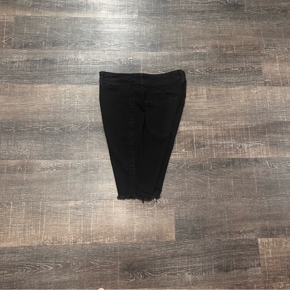 Free People Womens W 29 Black So Chic Biker Jean Shorts Raw Edge Fringe Hems - Picture 4 of 6